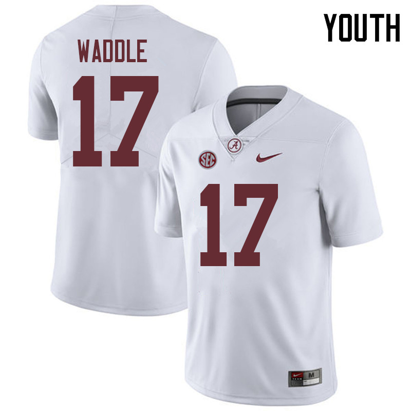 Alabama Crimson Tide Youth Jaylen Waddle #17 White NCAA Nike Authentic Stitched 2018 College Football Jersey EA16V43MS
